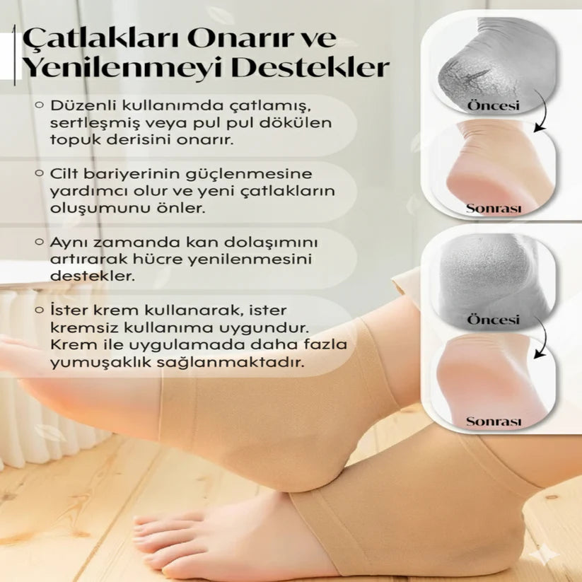 Silikon Topuk Nemlendirici Çorap